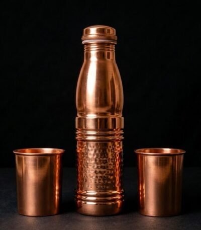 Copper Hammered Bottle gift set