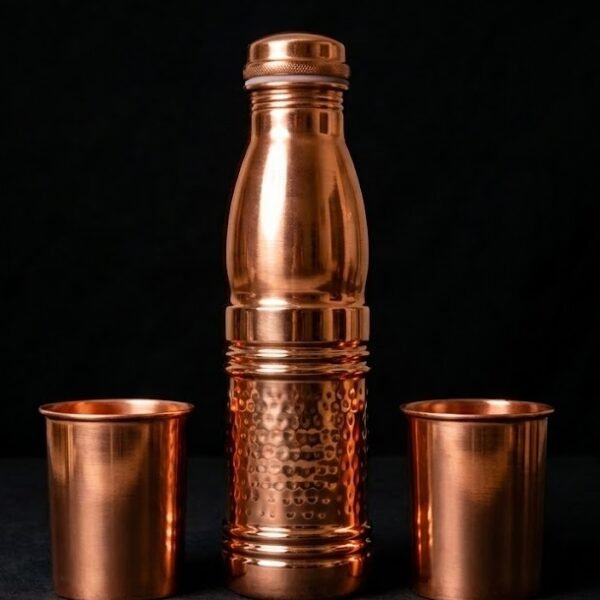 Copper Hammered Bottle gift set